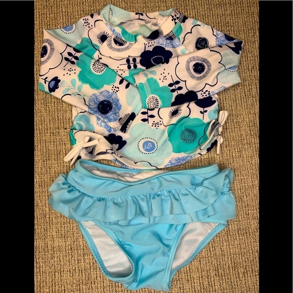 First Impressions 2 Piece Swimsuit Size 6-9M Floral Ruffle Resort Beach Poo - Picture 1 of 2